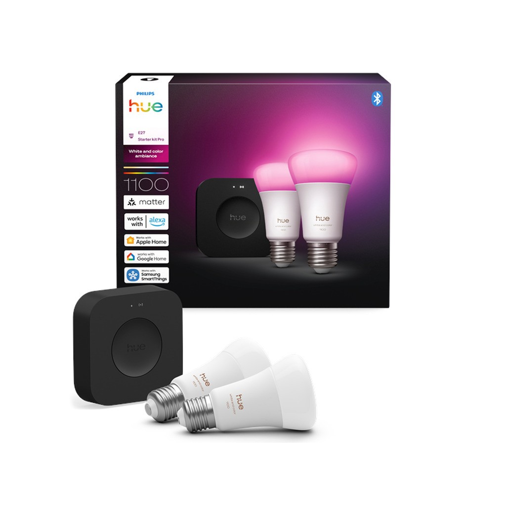 Philips Hue Startsæt: 2 x E27 pærer + Bridge Pro