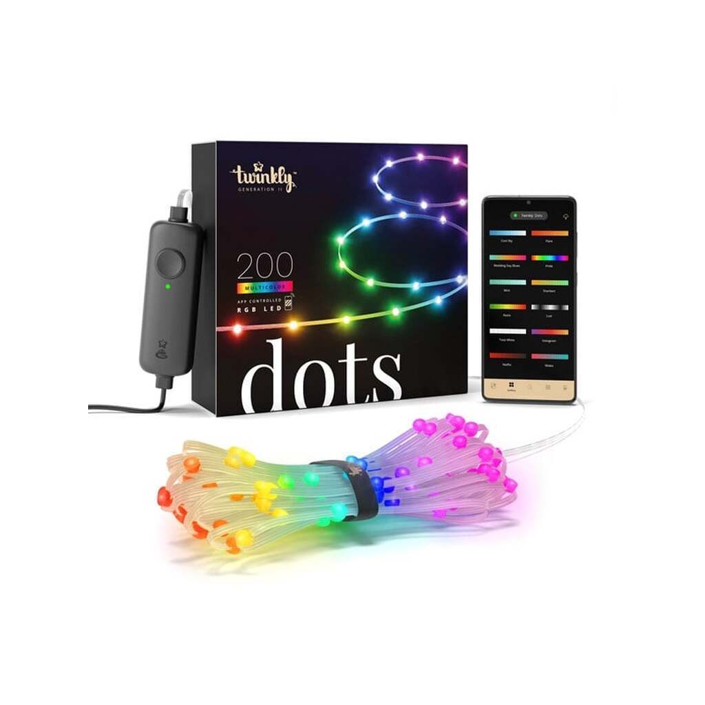 Twinkly Dots - 200 App-controlled RGB LEDs. 10 Meters. Clear Wire.