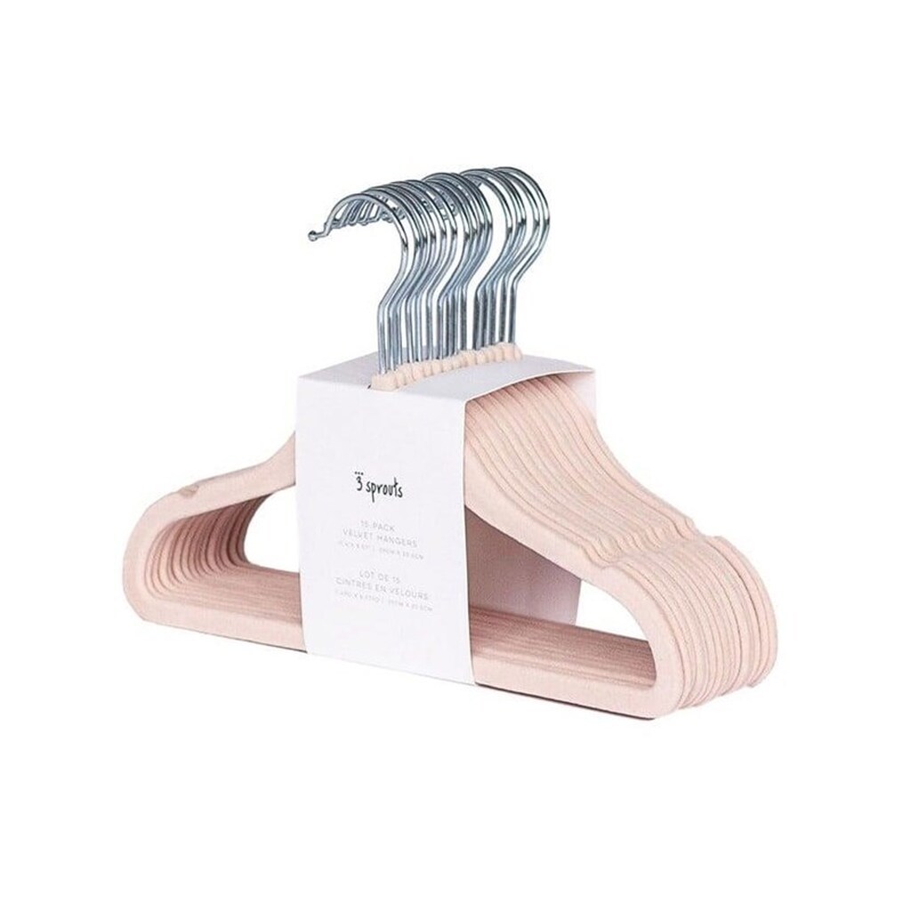 3 Sprouts - Velor Hanger 15 pcs Pink