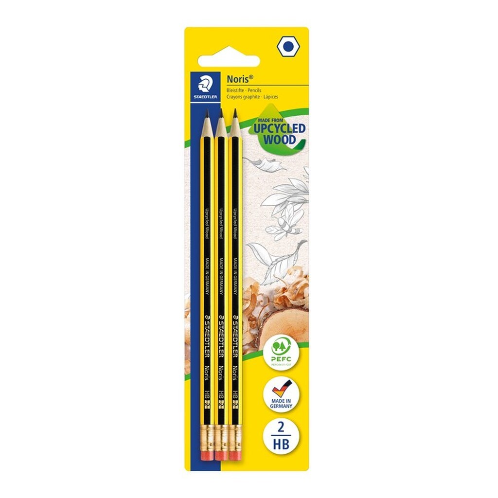 Staedtler Noris Blyant m/viskelæder 3/Bk 100% PEFC