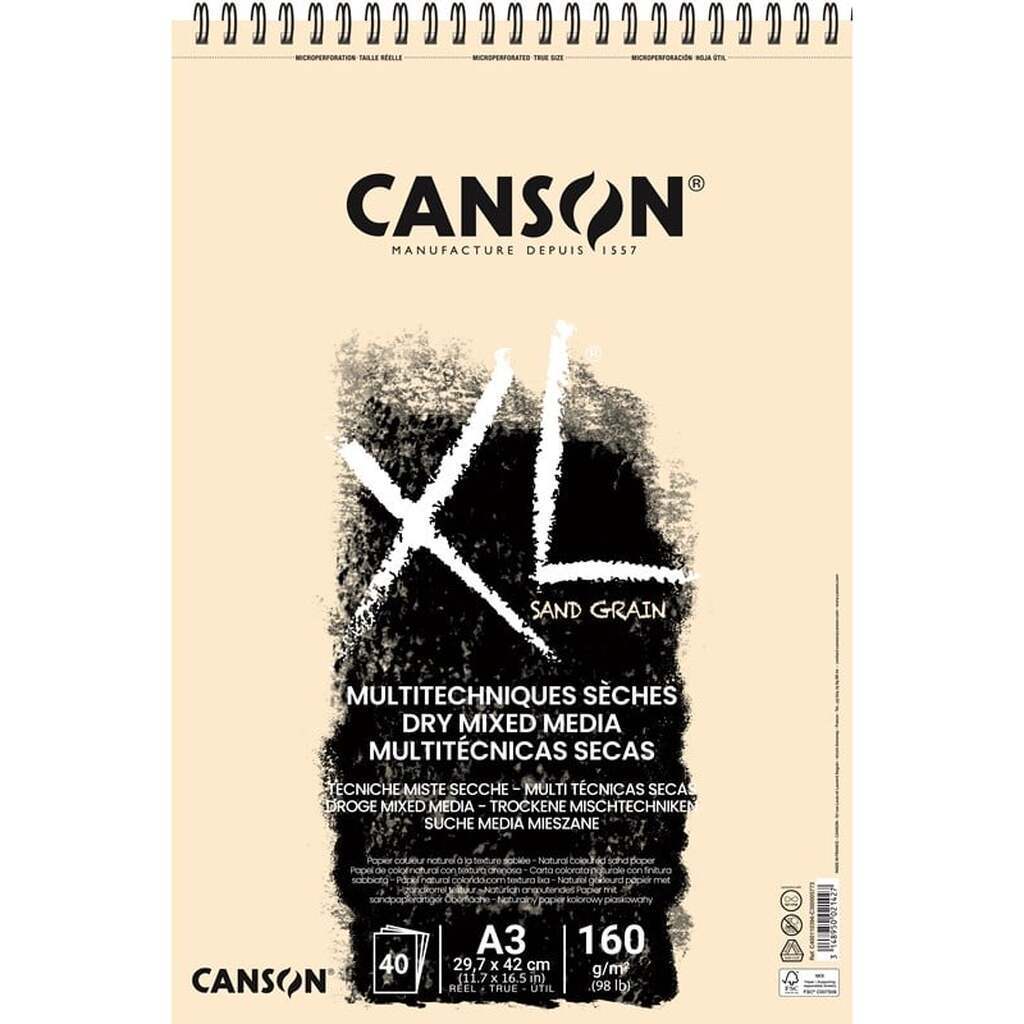 Canson XL Sand Grain A3 160G Natural Spiral 40 SH
