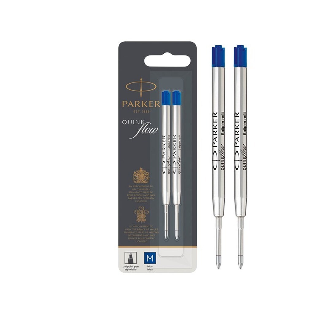Parker PARKER QUINKflow-blækpatron til kuglepen, medium spids, blå, pakke med to