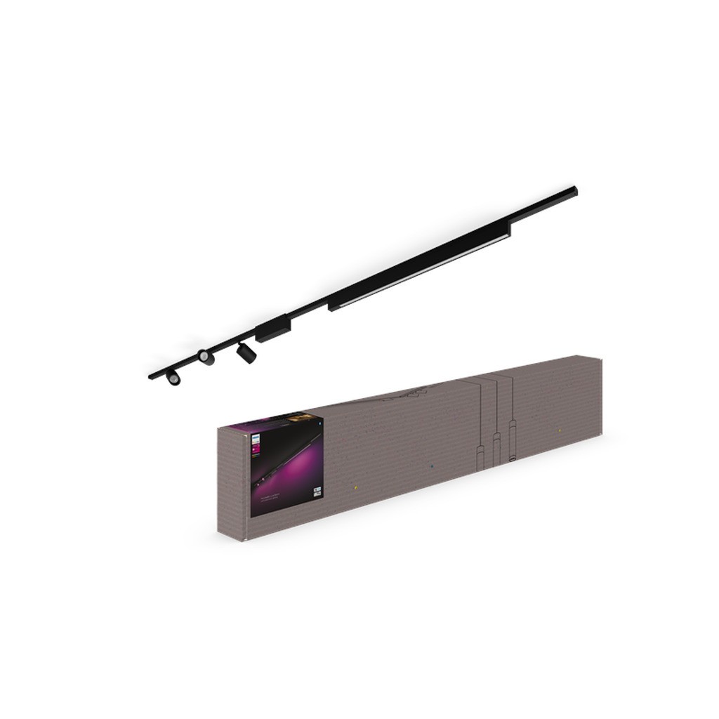 Philips Hue Perifo Loft Sæt - 3 Cylinder Spots + Lysbar - Sort