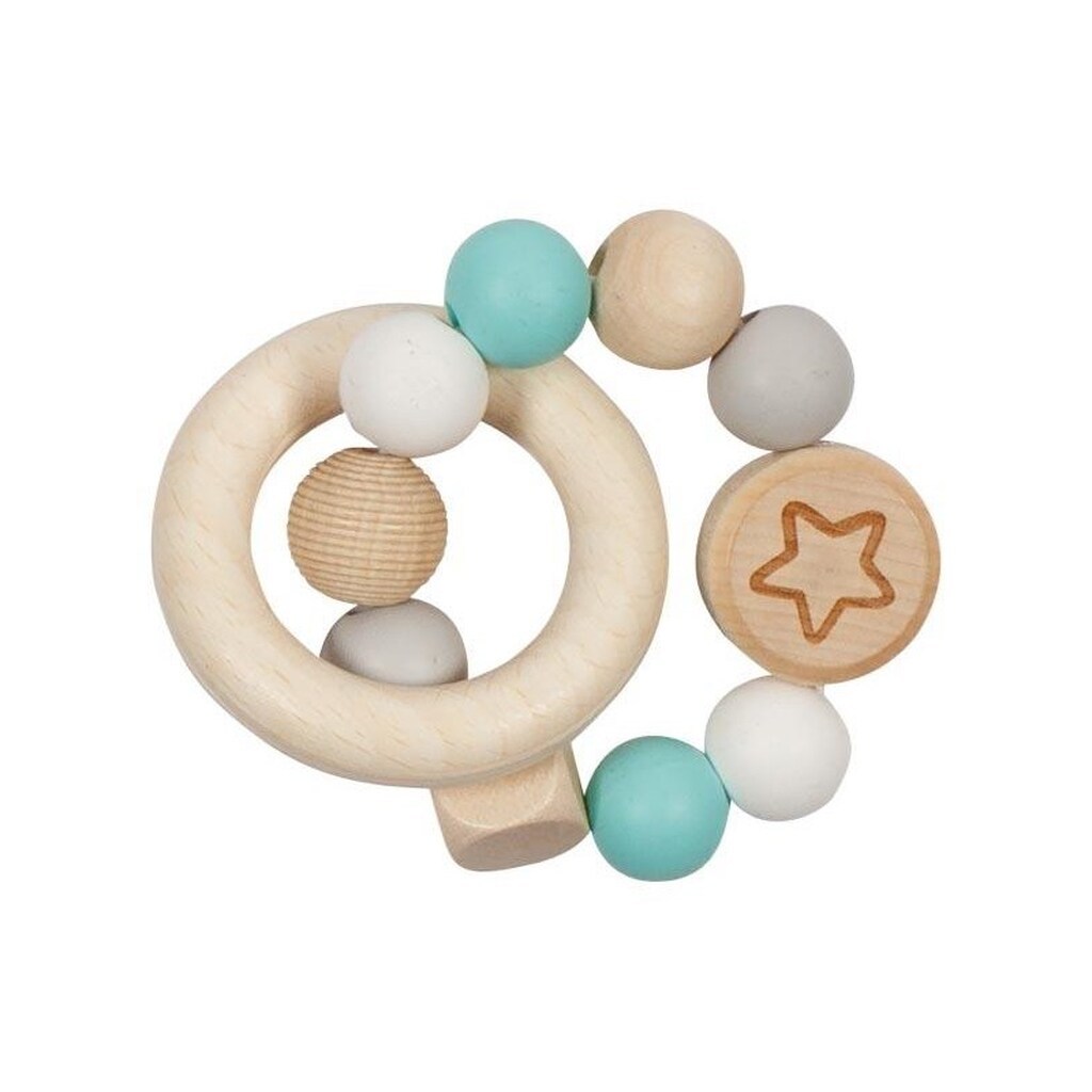 Goki Wooden Gripping Ring Star Light Blue