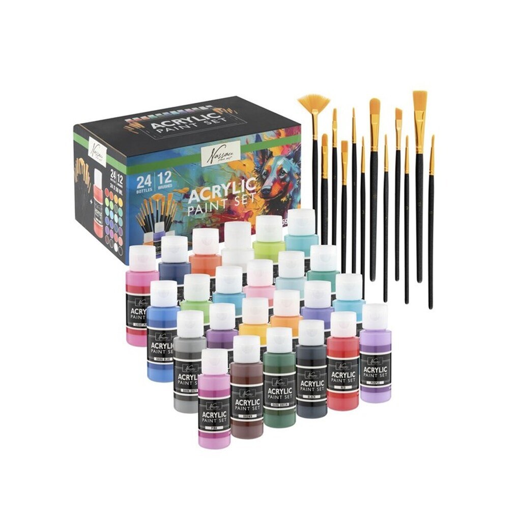 Creative Craft Group Acryl maling. 24 x 59ml. + 12 pensler