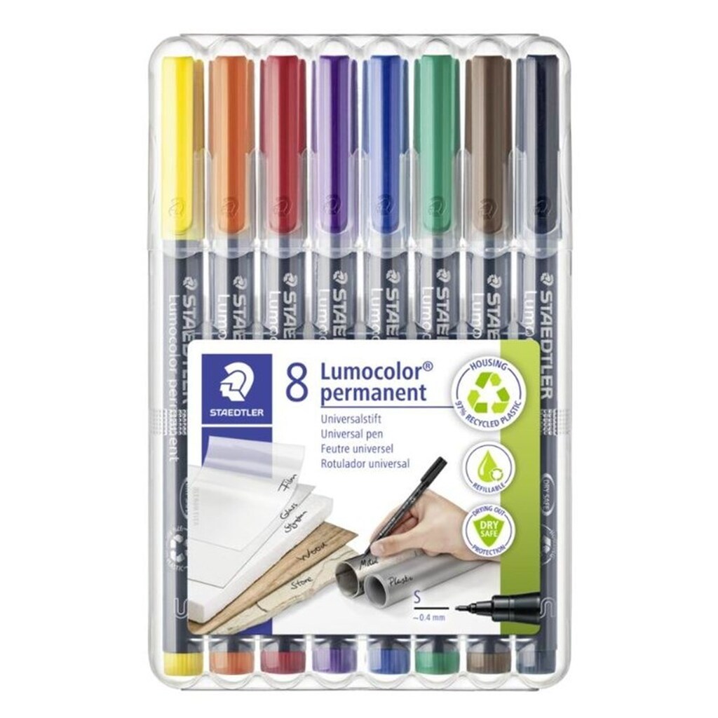 Staedtler Lumocolor Perm S 0,4mm 8 ass/boks