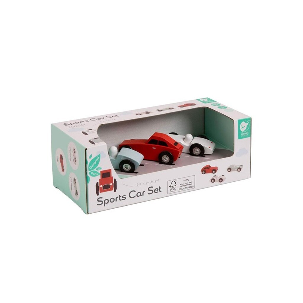 Classic World Wooden Sports Cars Set 3pcs.