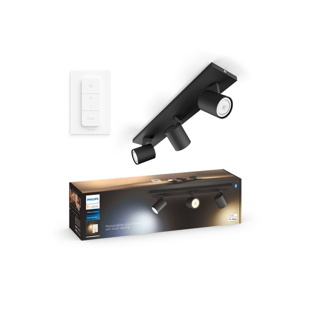 Philips Hue Runner Trippelt Spot - Sort - med Dimmer Switch
