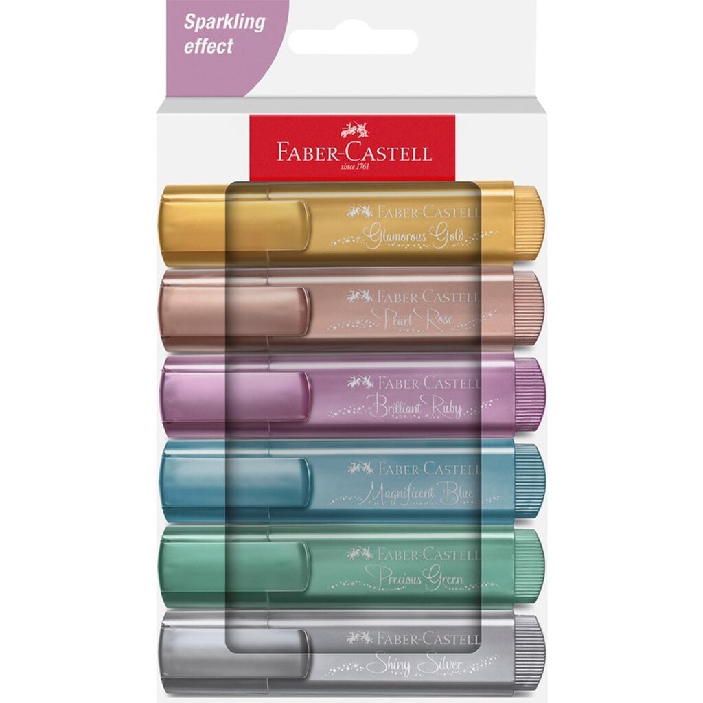 Faber-Castell Textliner 46 metallic 6 ass Hvid karton etui 2024