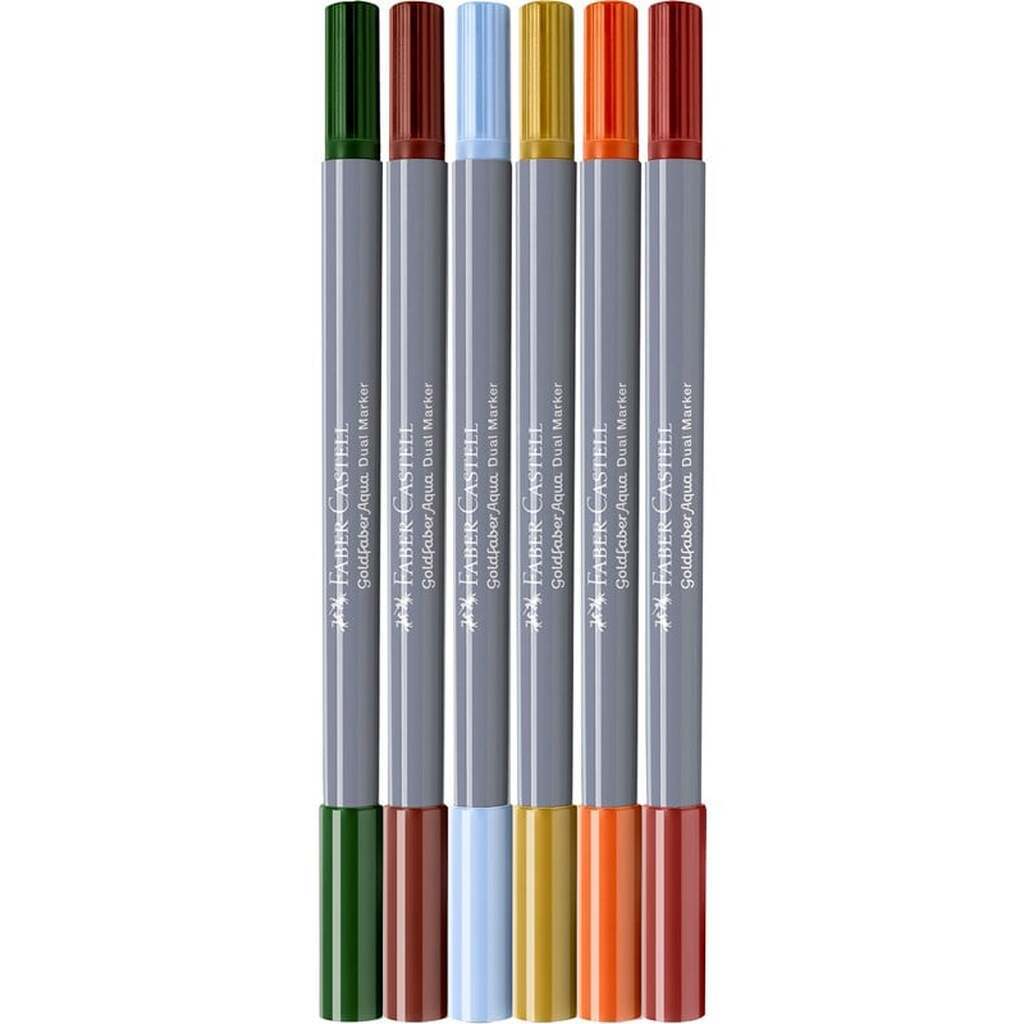 Faber-Castell Goldfaber Aqua Dual Marker, etui med 6 stk, Tuscany