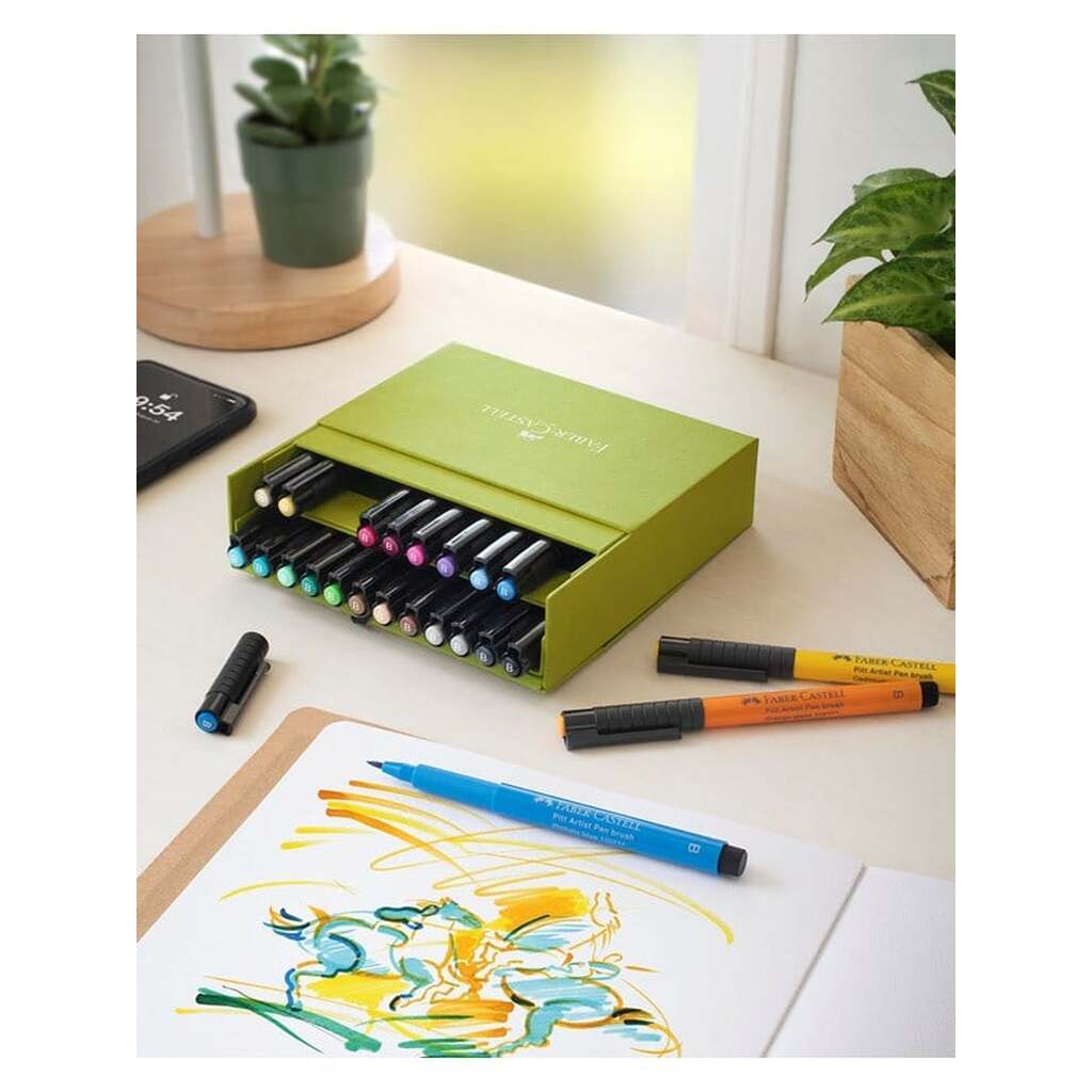 Faber-Castell Pitt Artist Pen Brush tuschpen, studioæske med 24 stk.