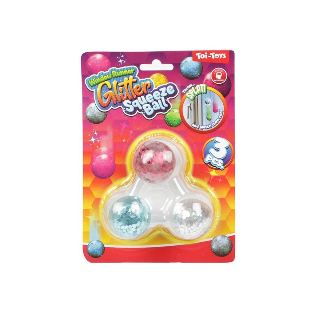 Toi-Toys Window Crawler Squeeze Balls Glitter 3 pcs.