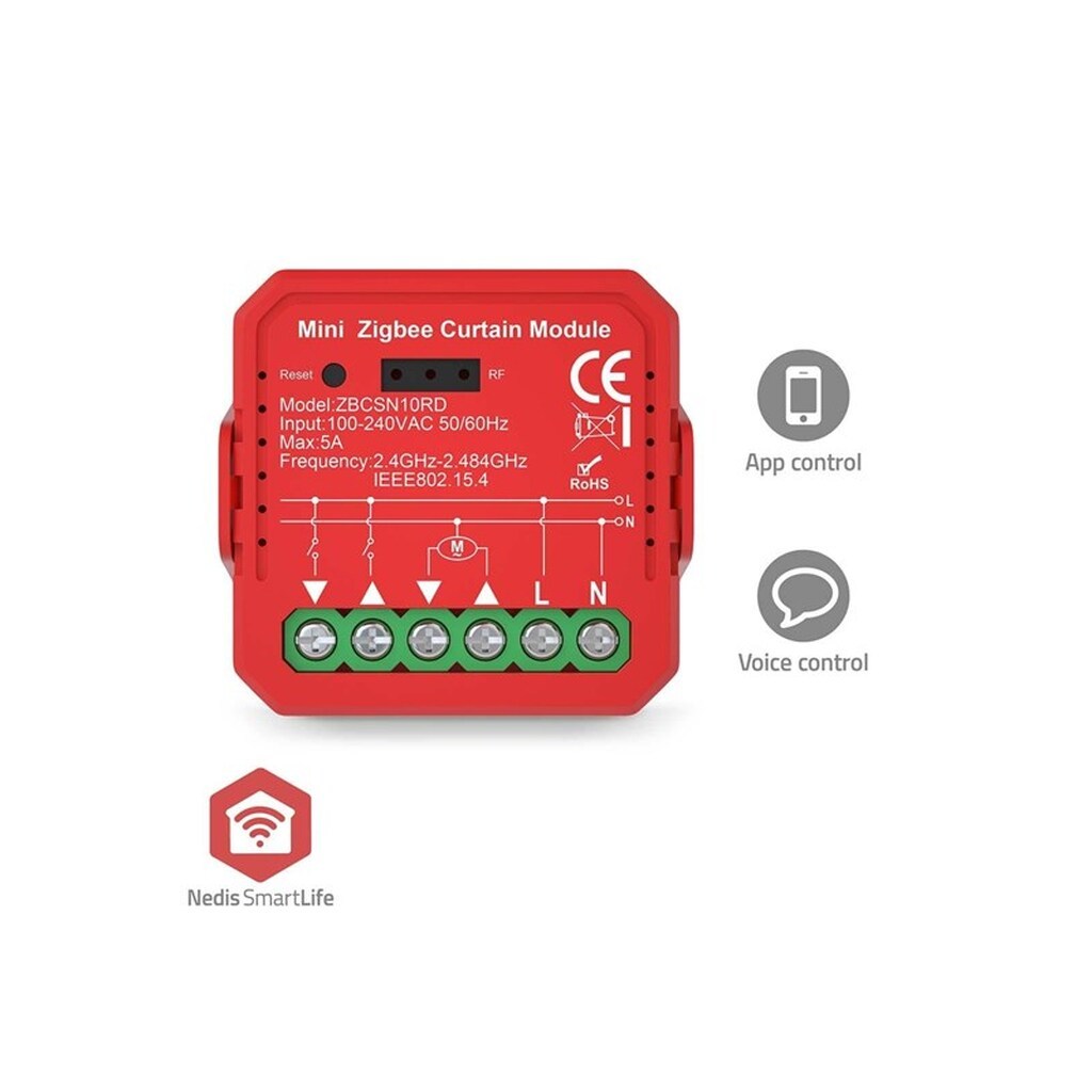 Nedis SmartLife Afbryder, Zigbee 3.0,1000 W, Terminalforbindelse, Rød
