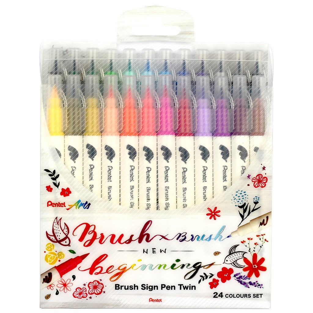 Pentel SESW30C-24 Brush Sign Pen Twin