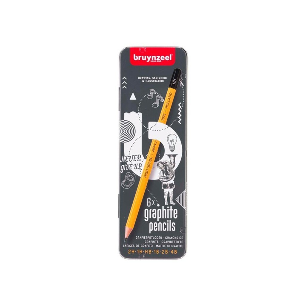 Bruynzeel Teens Burotek Tin 6 Graphite Pencils