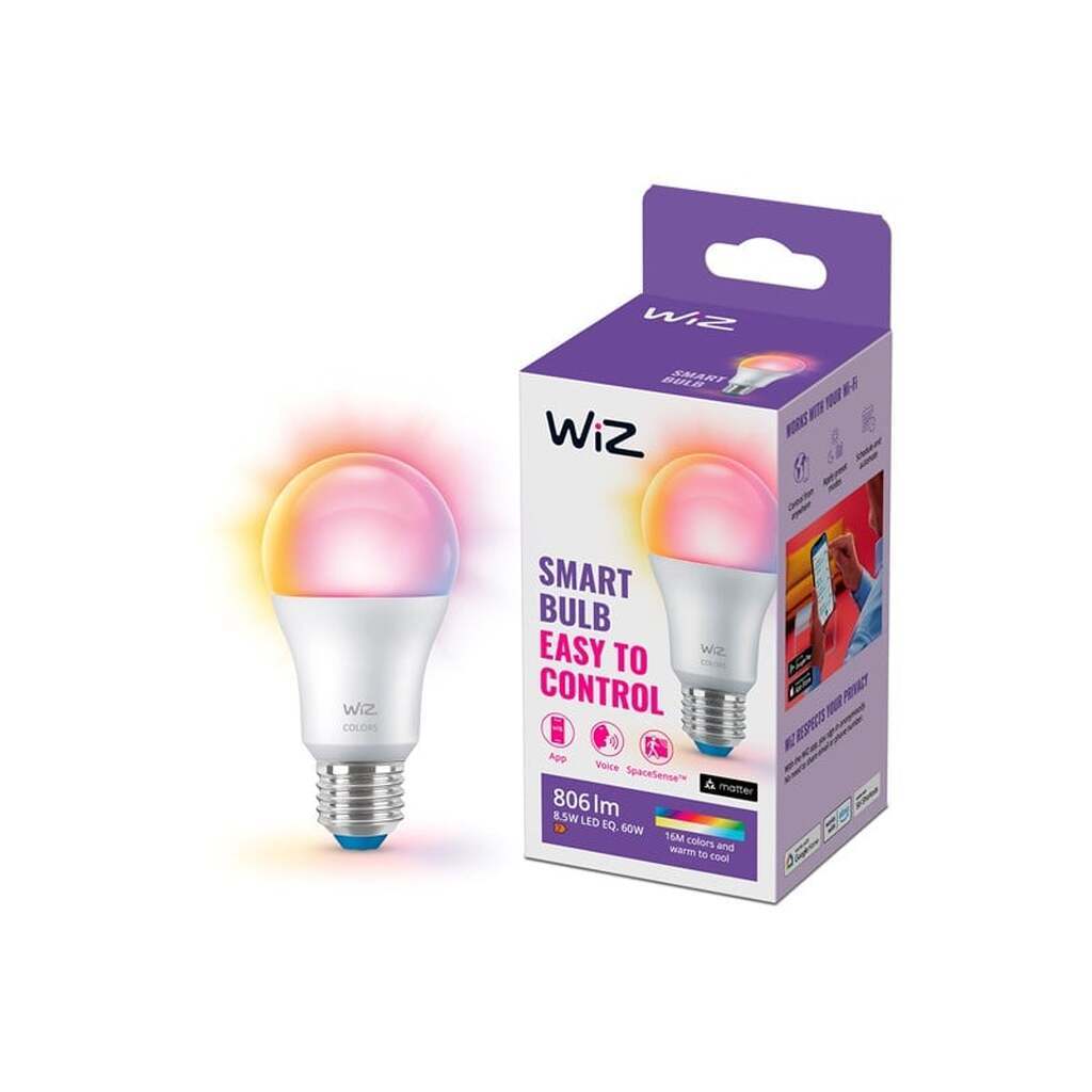 WiZ Full Color A60 E27 Smart LED-pære - RGB/16 millioner farver + dæmpbart hvidt LED-lys