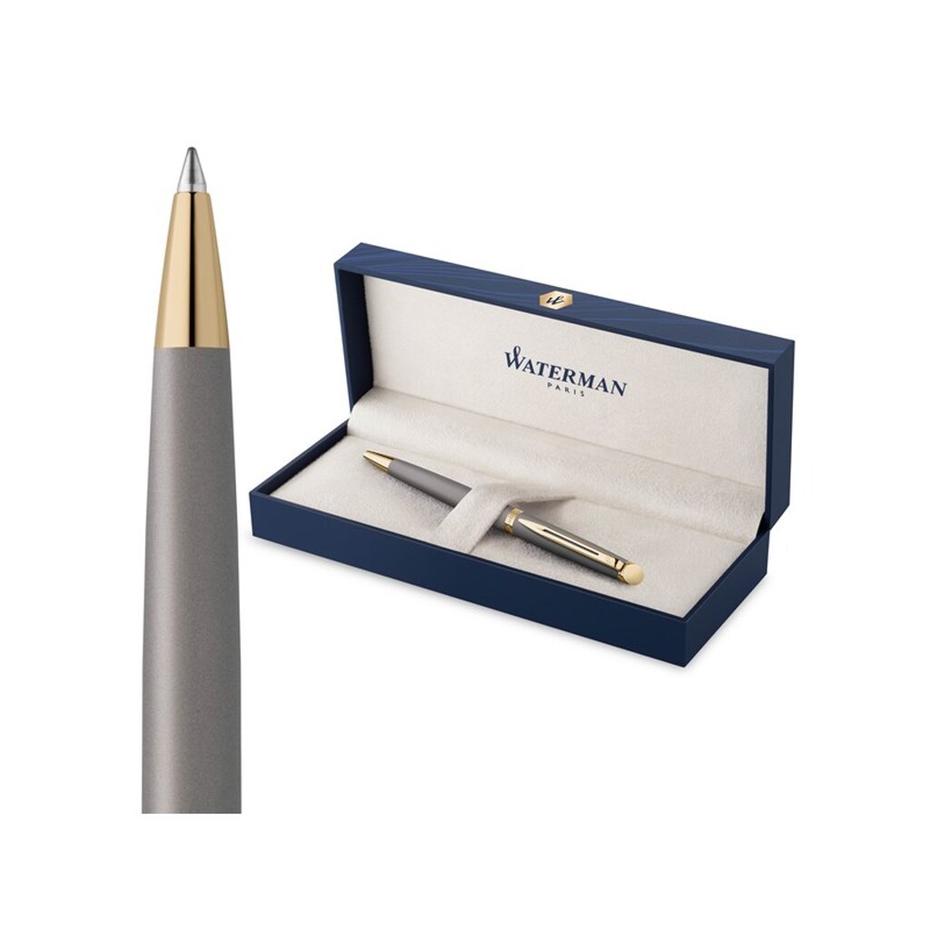 Waterman Hémisphère Kuglepen | Stone Grey (The Understated Edit Collection) | Medium Spids med Blåt Blæk | Gaveæske