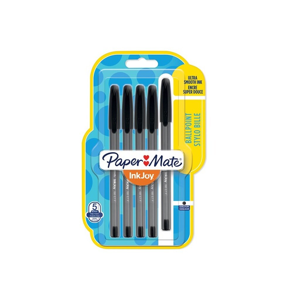 Paper Mate InkJoy 100ST Ballpoint Pens | Fin spids (0,7 mm) | Sort | 5 styk