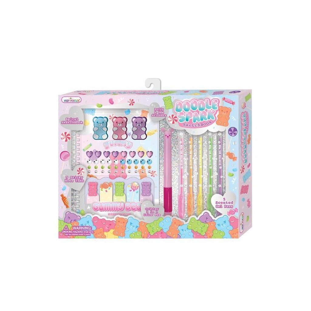 Hot Focos Spiralbog m/5 gelépenne 5post-it &amp; klistermærker