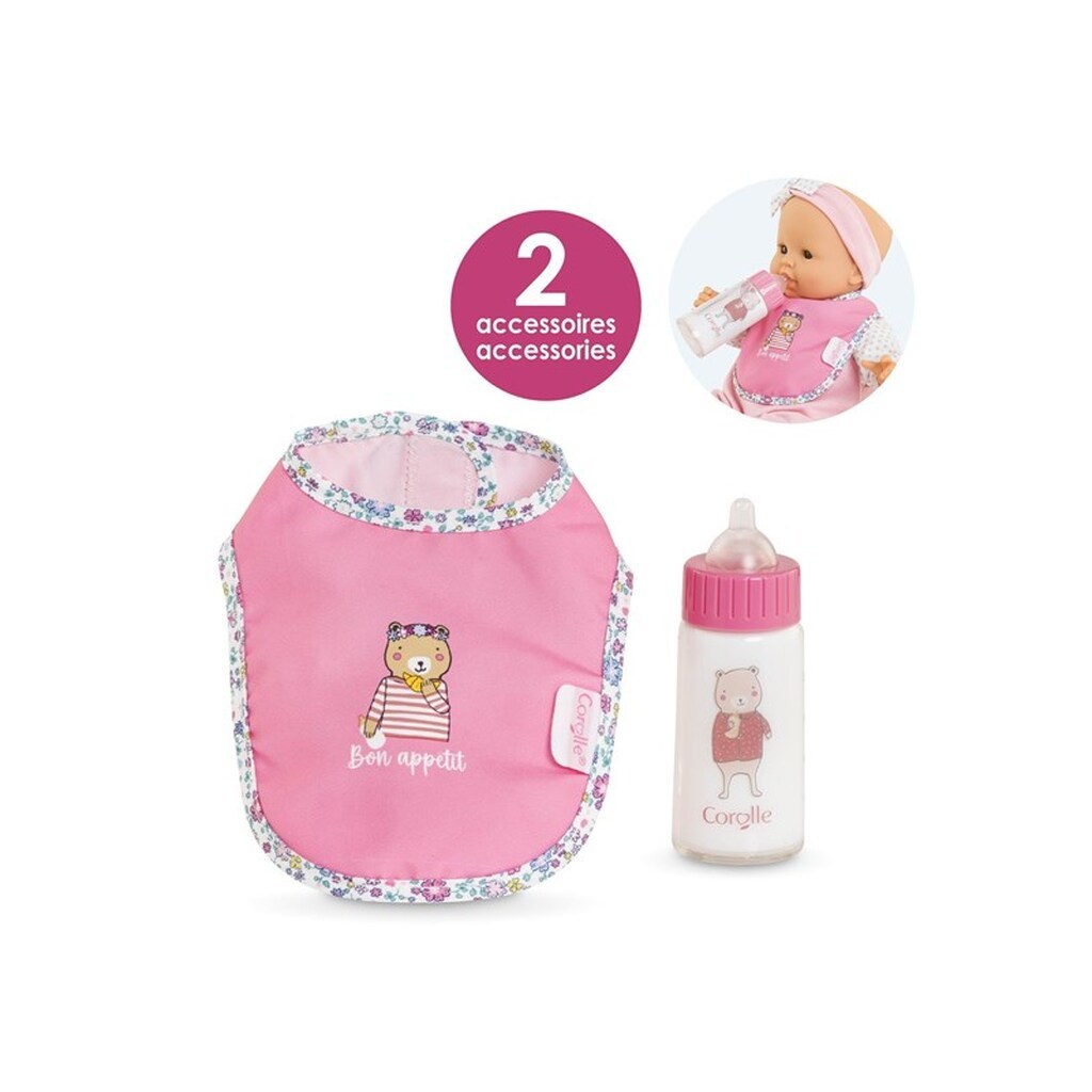 Corolle Bib and Magic Milk Bottle for Baby Doll
