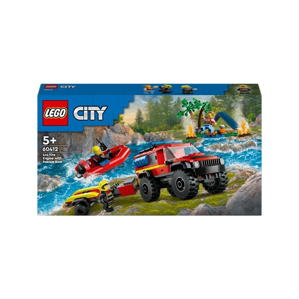 LEGO City 60412 Firhjulstrukket brandbil med redningsbåd