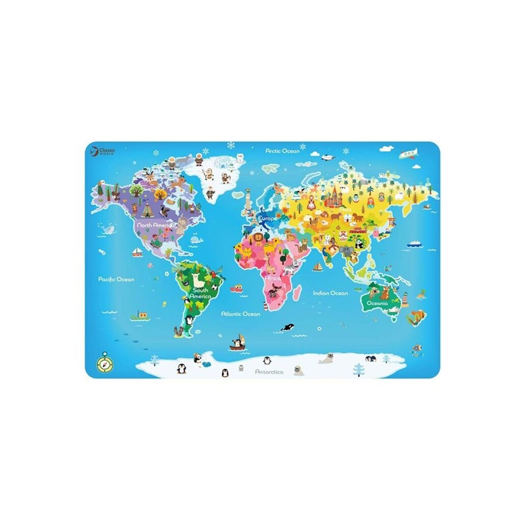 Classic World Wooden Jigsaw Puzzle World Map 48 pcs.