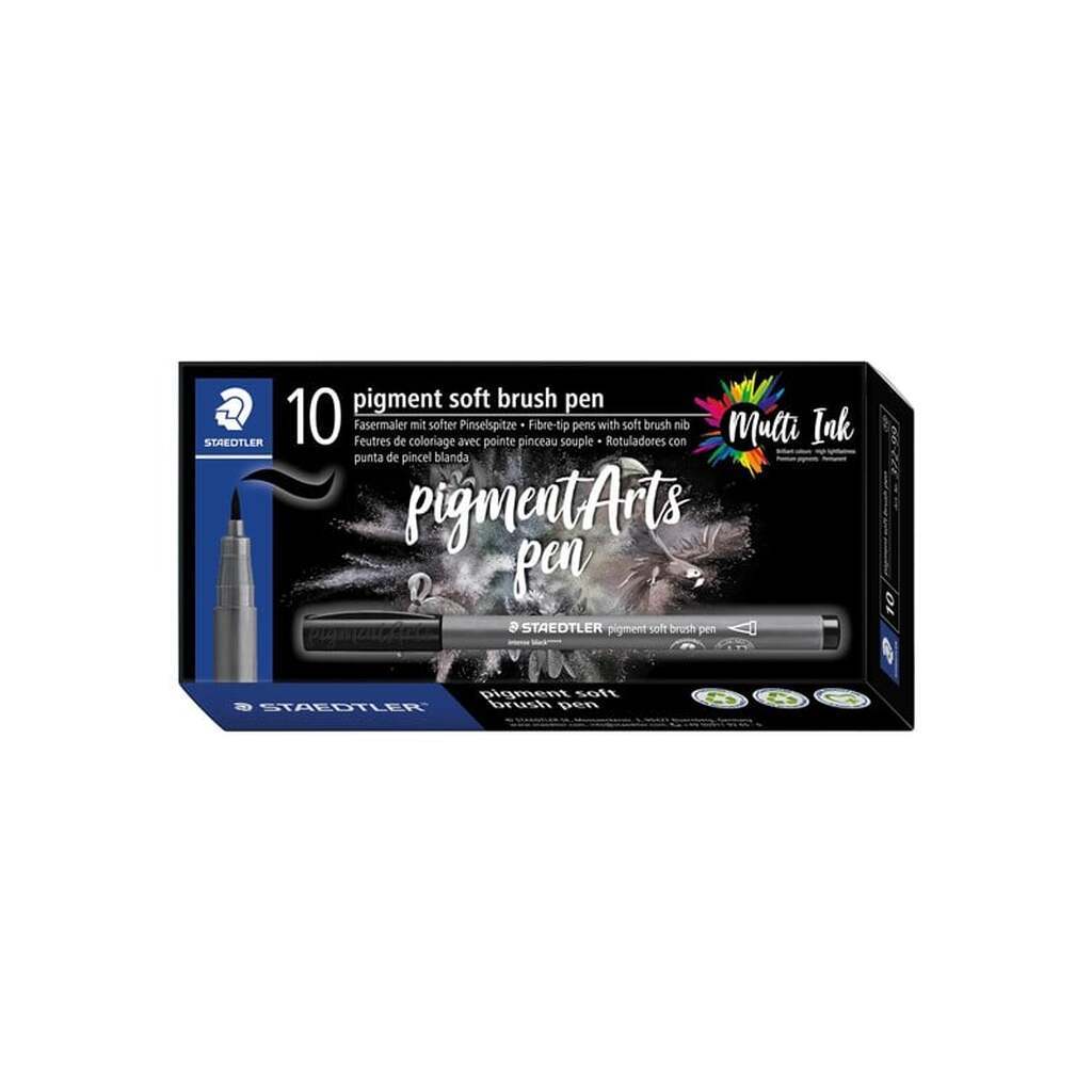 Staedtler BRUSH PEN SOFT/PIGMENT, ÆSKE 10 STK, VARM GRÅ