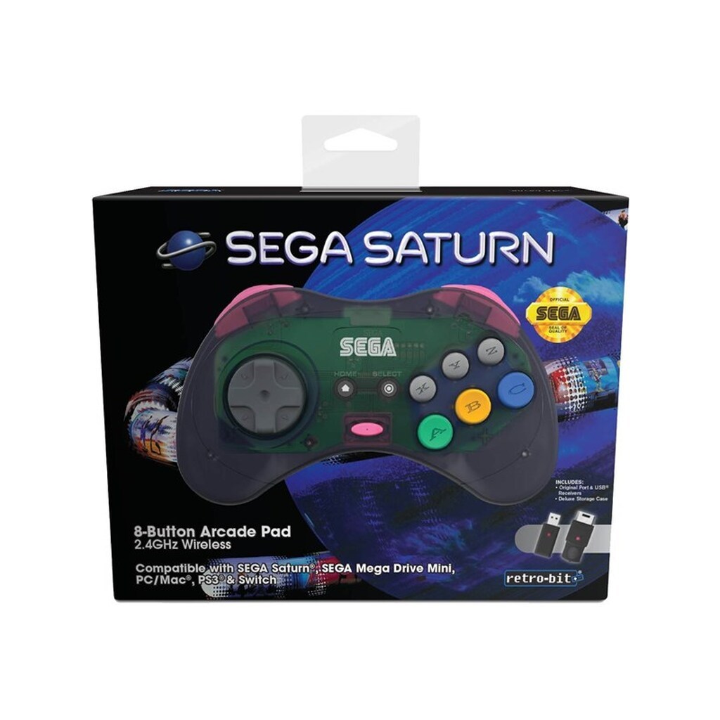 Retro-Bit SEGA Saturn 2.4G M2 - Grey - Wired Controller - Sega Genesis