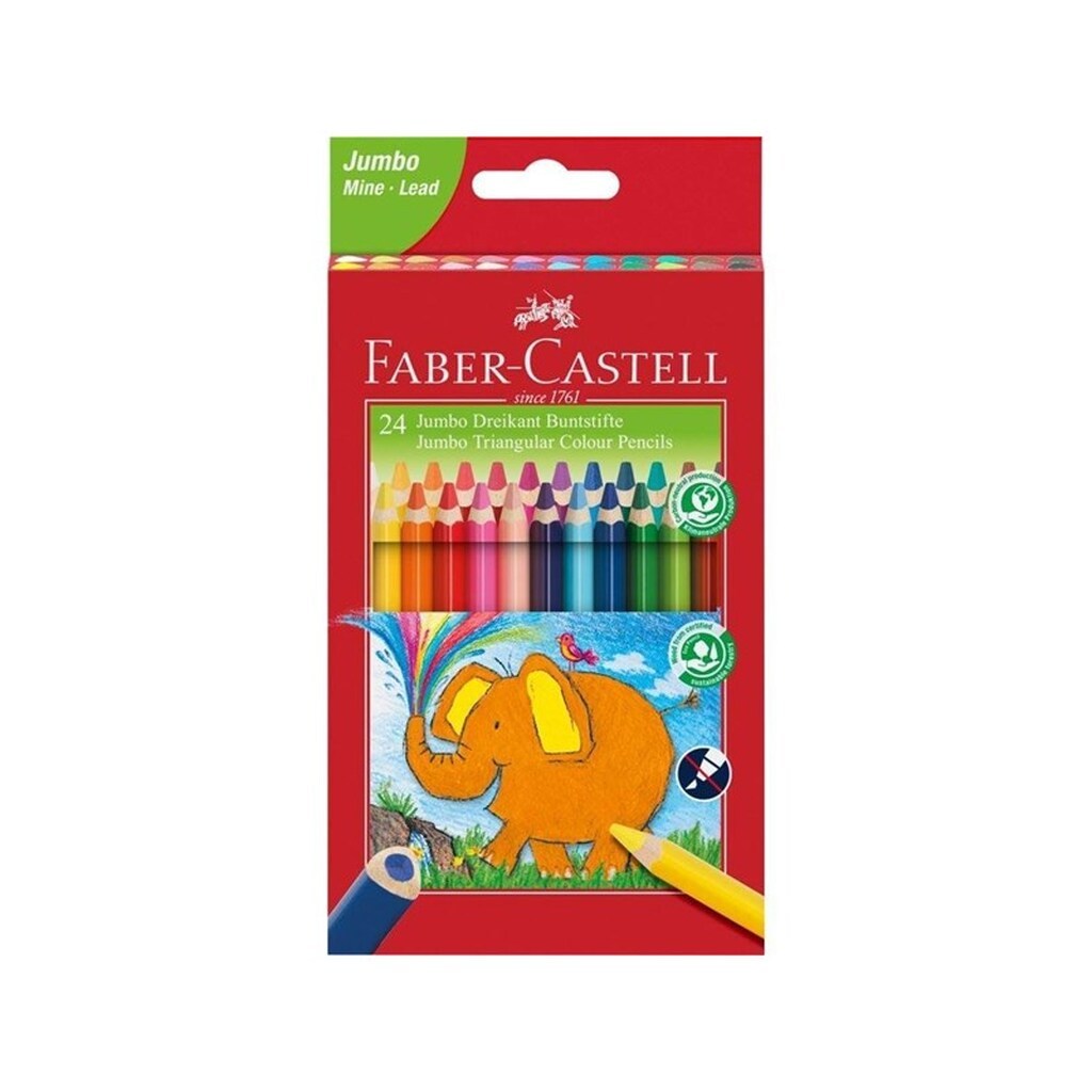 Faber Castell Jumbo Triangular colour pencils wallet of 24