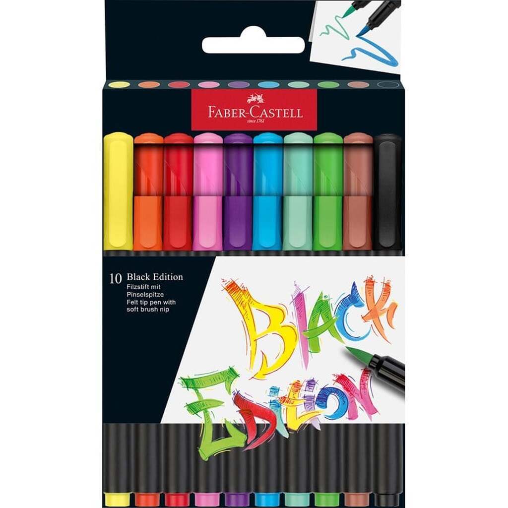 Faber-Castell Black Edition marker pensel spids blød 10 ass