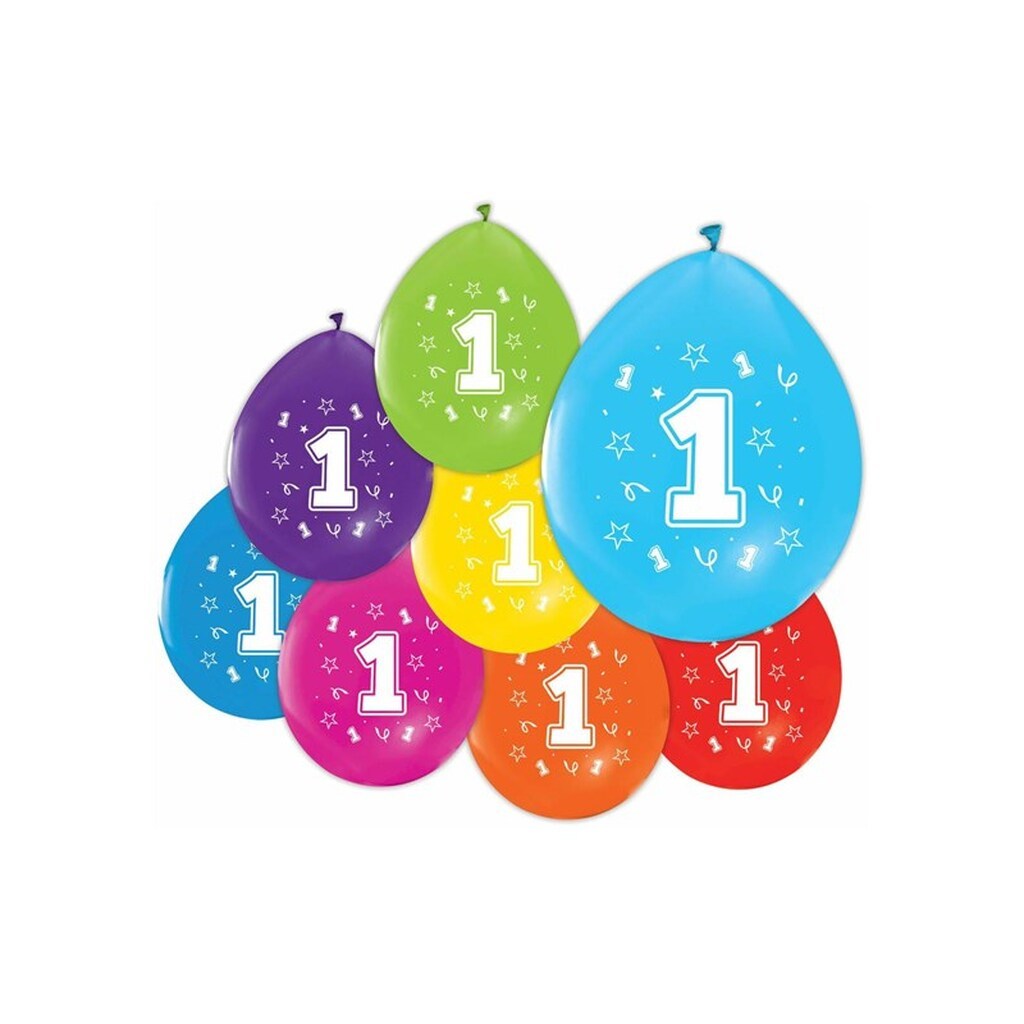 Globos Balloons 2-sided Printed Number 1 8 pcs.