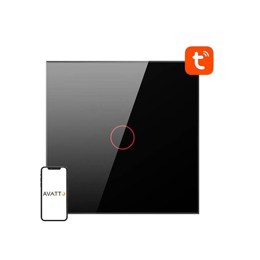 Avatto Smart Light Switch ZigBee LZTS02-EU-B1 1 Way No Neutral TUYA (black)
