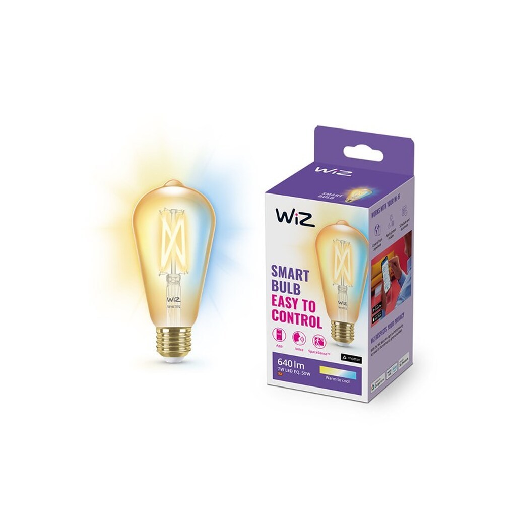 WiZ Tunable ST64 E27 Amber Smart Filamentpære - Dæmpbart varmt til koldt hvidt LED-lys