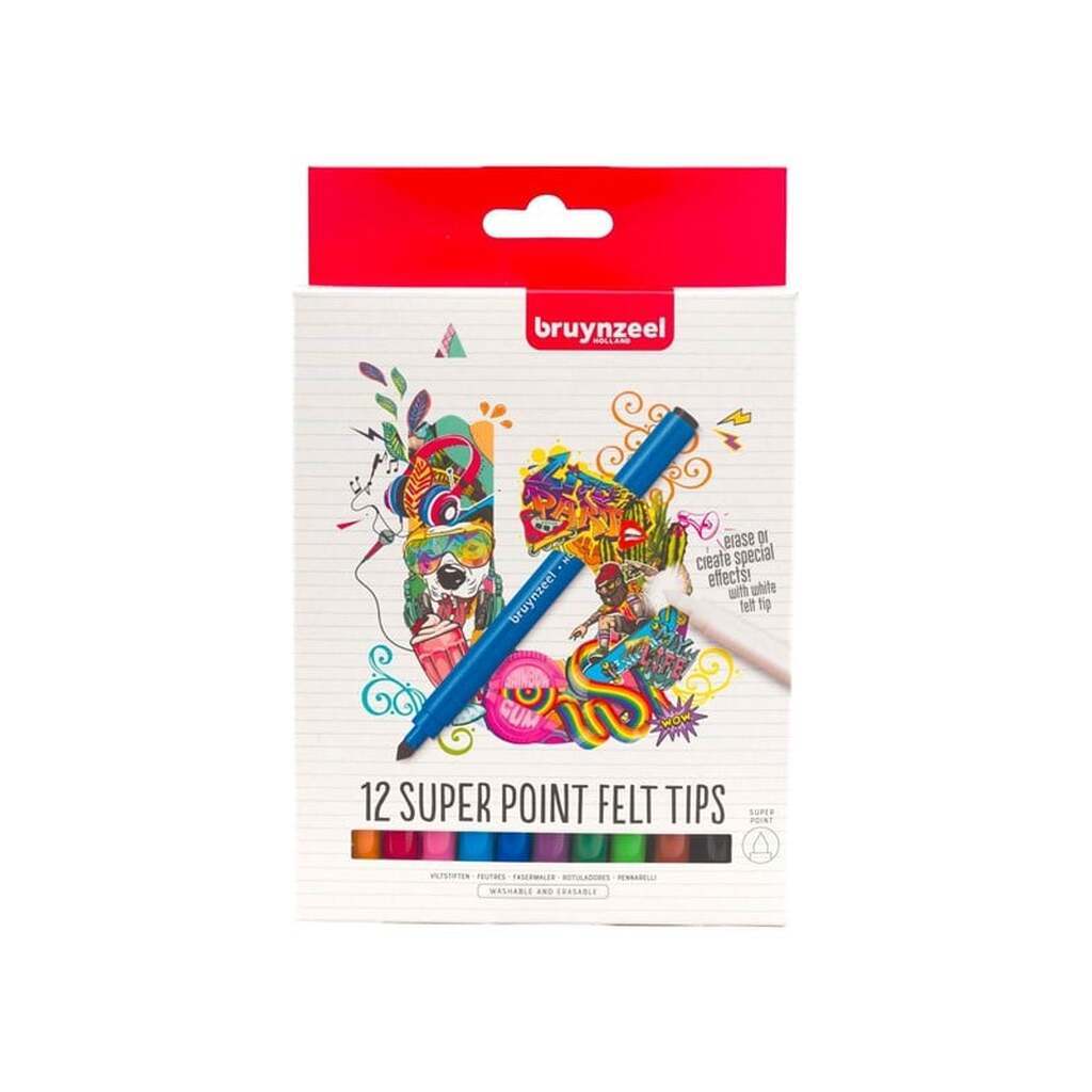 Bruynzeel Super Point Felt-Tip Pen Set 12 Colors
