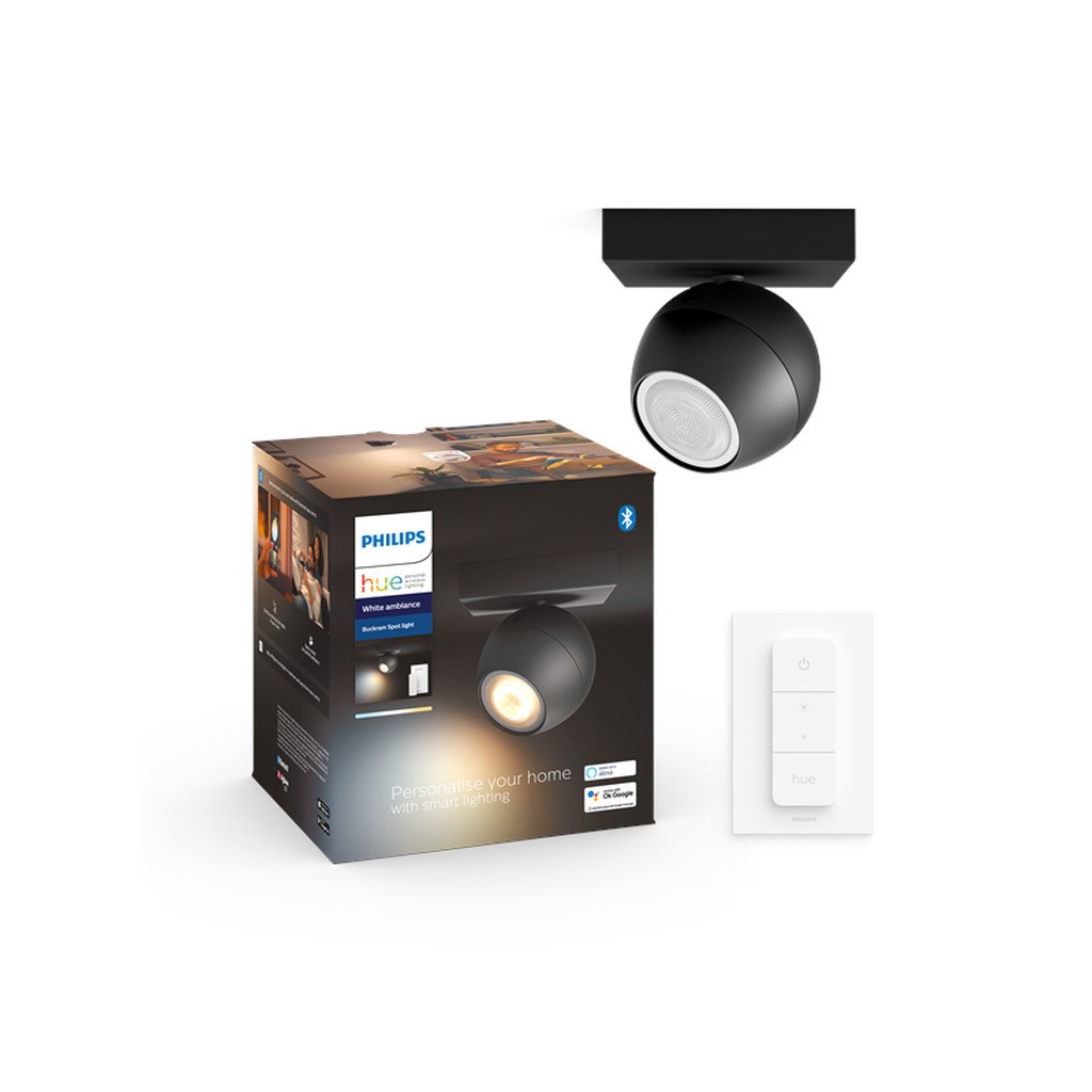Philips Hue Buckram Enkelt Spot - Sort - med Dimmer Switch