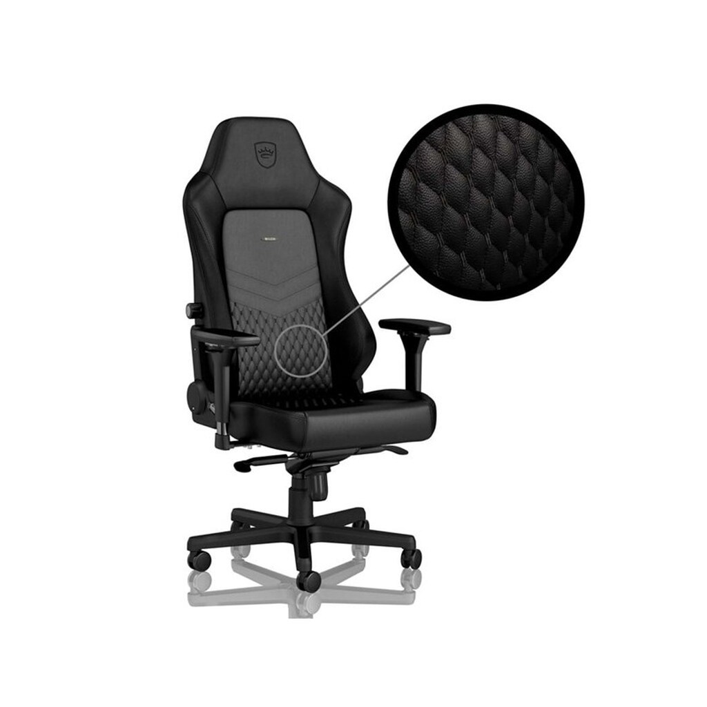 noblechairs HERO Real Leather Gaming Chair - Black Gamer Stol - Sort - Læder - Op til 150 kg