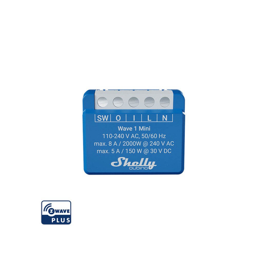 Shelly Qubino Wave 1 Mini  - Z-Wave relæ med potentialfrit kontaktsæt