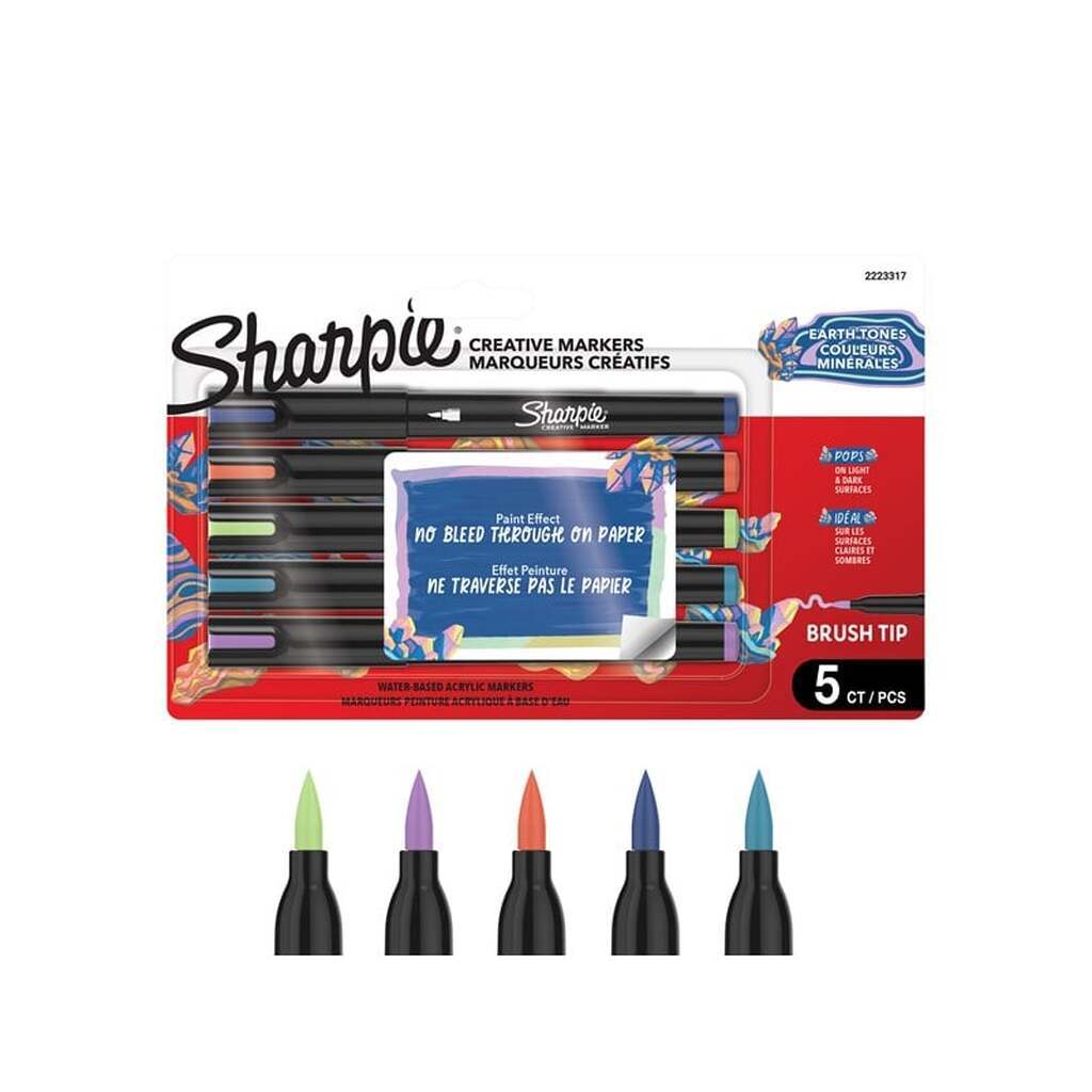Sharpie Creative akrylmarker Earth Tones, penselspids, 5-blister