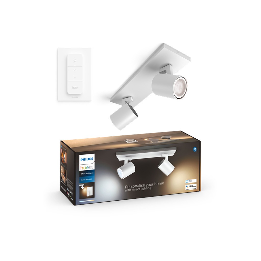 Philips Hue Runner Dobbelt Spot - Hvid - med Dimmer Switch