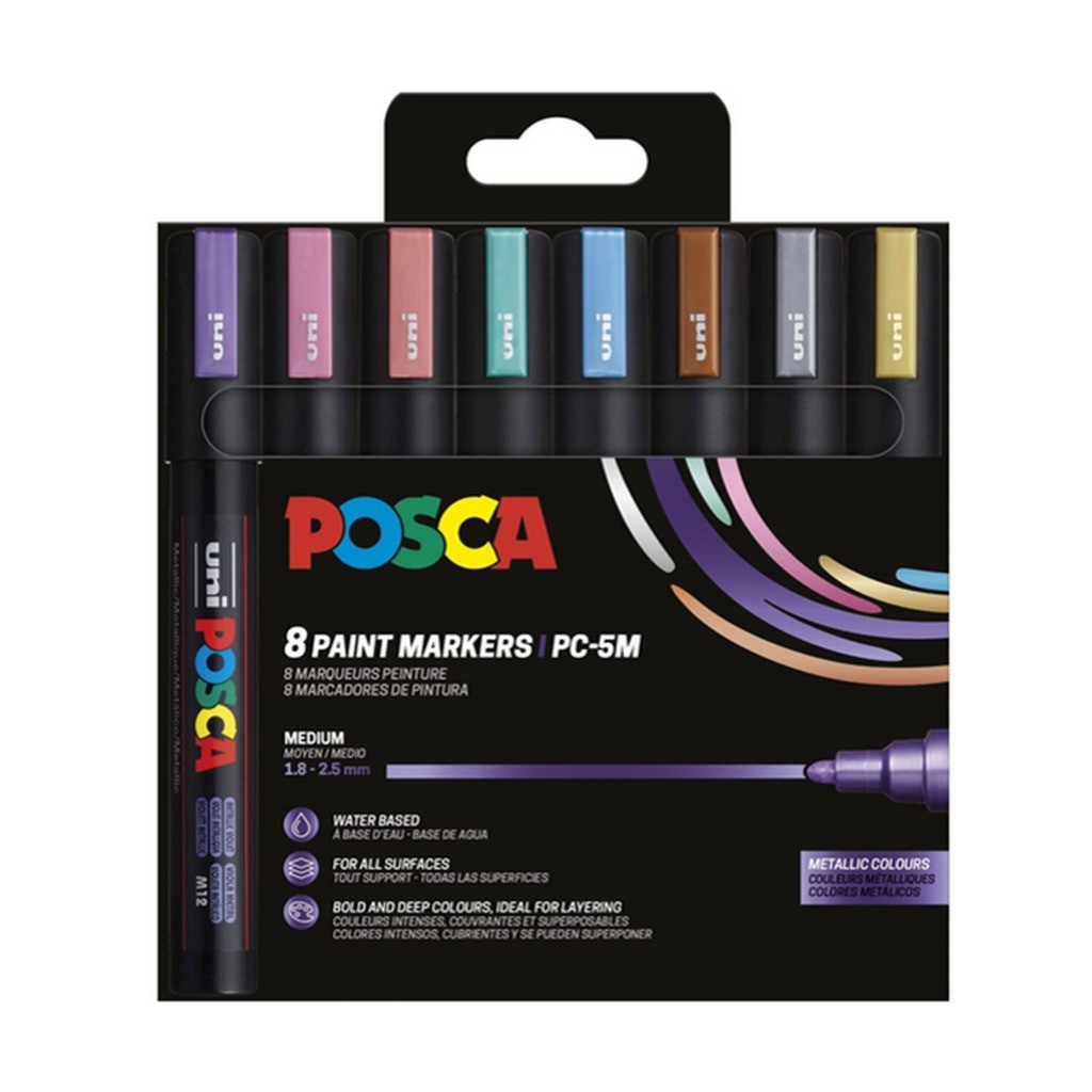 POSCA marker sæt PC-5M 8 ass. metallic. Farver