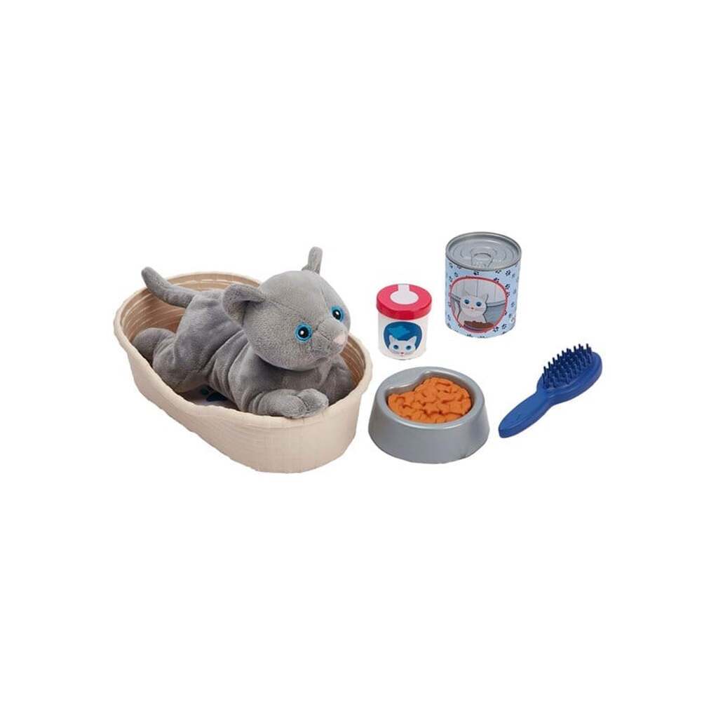 Ecoiffier - Cuddly Toy Cat with Cat Basket Playset 9 pcs.