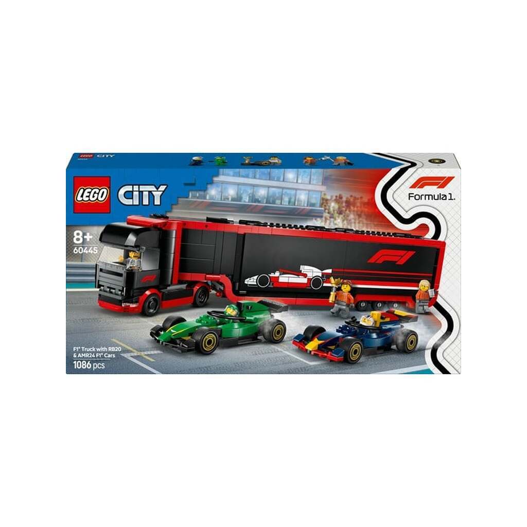 LEGO 60445 F1®-lastbil med RB20 og AMR24 F1®-biler