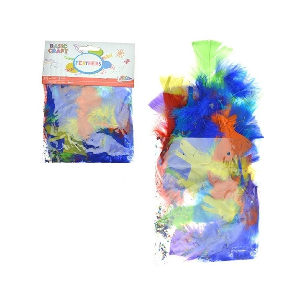 Creative Craft Group Fjer, 60 stk. i forskellige farver