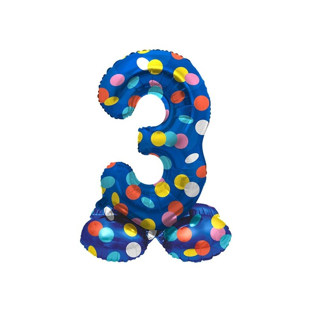 Folat BV - Standing Foil Balloon Colorful Dots Number 3 - 72cm