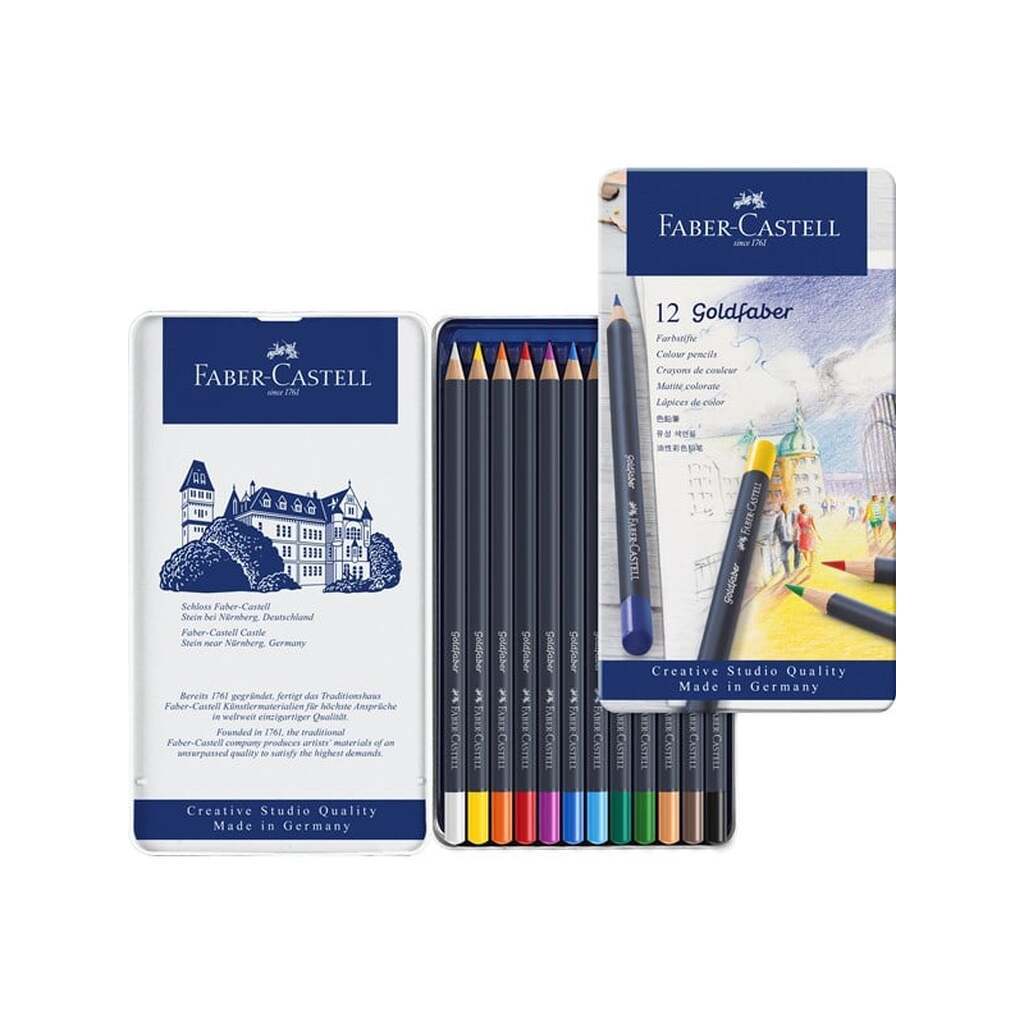 Faber-Castell Goldfaber farveblyant, tinæske med 12 stk.
