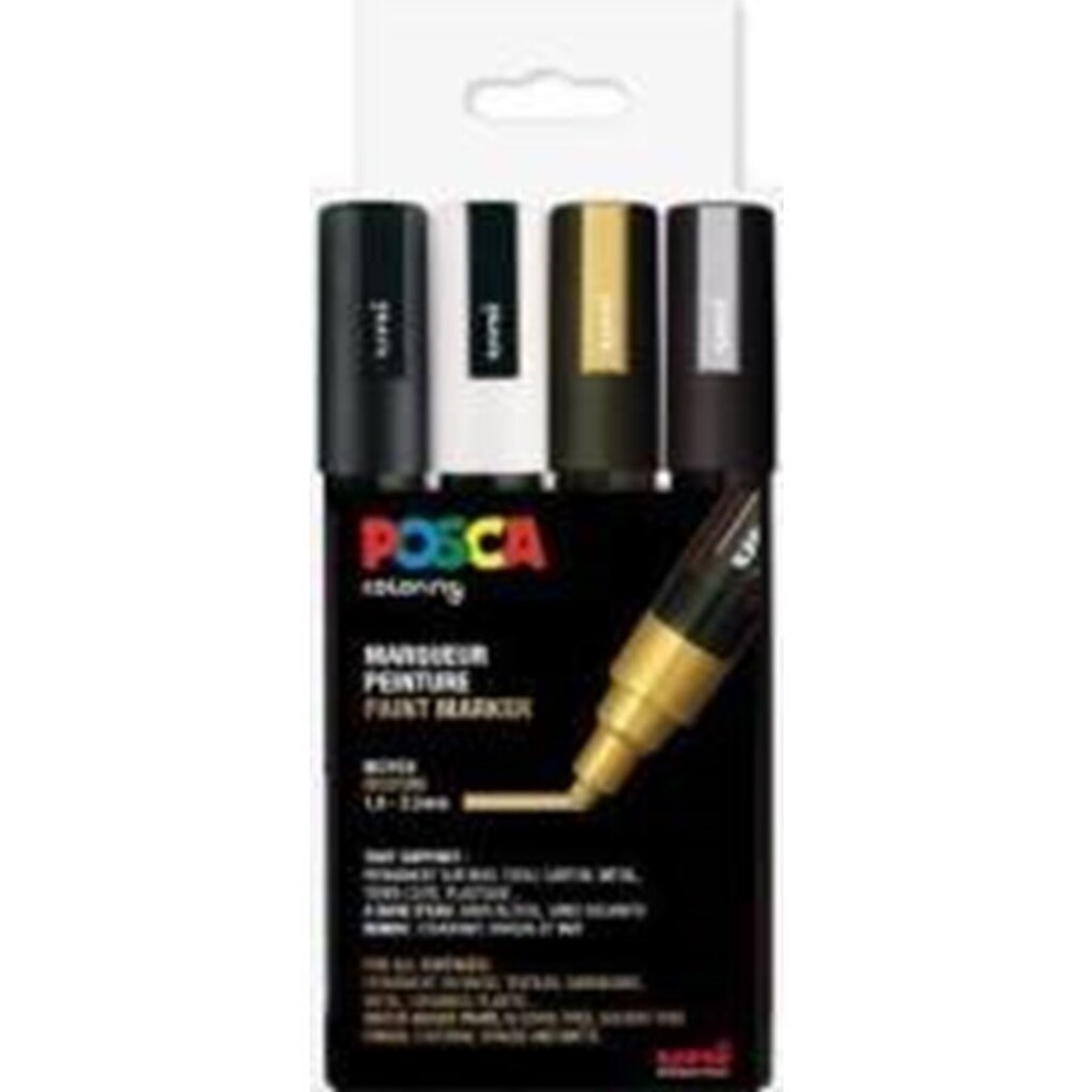 POSCA  marker sæt PC-5M, 4 ass. farver, g-s-s-h