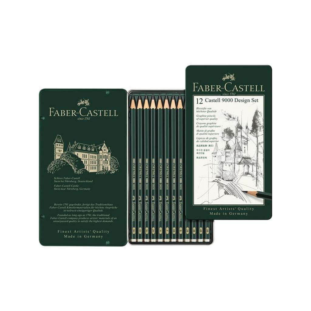 Faber-Castell Castell 9000 pencil  5B-5H tin æske 12 as