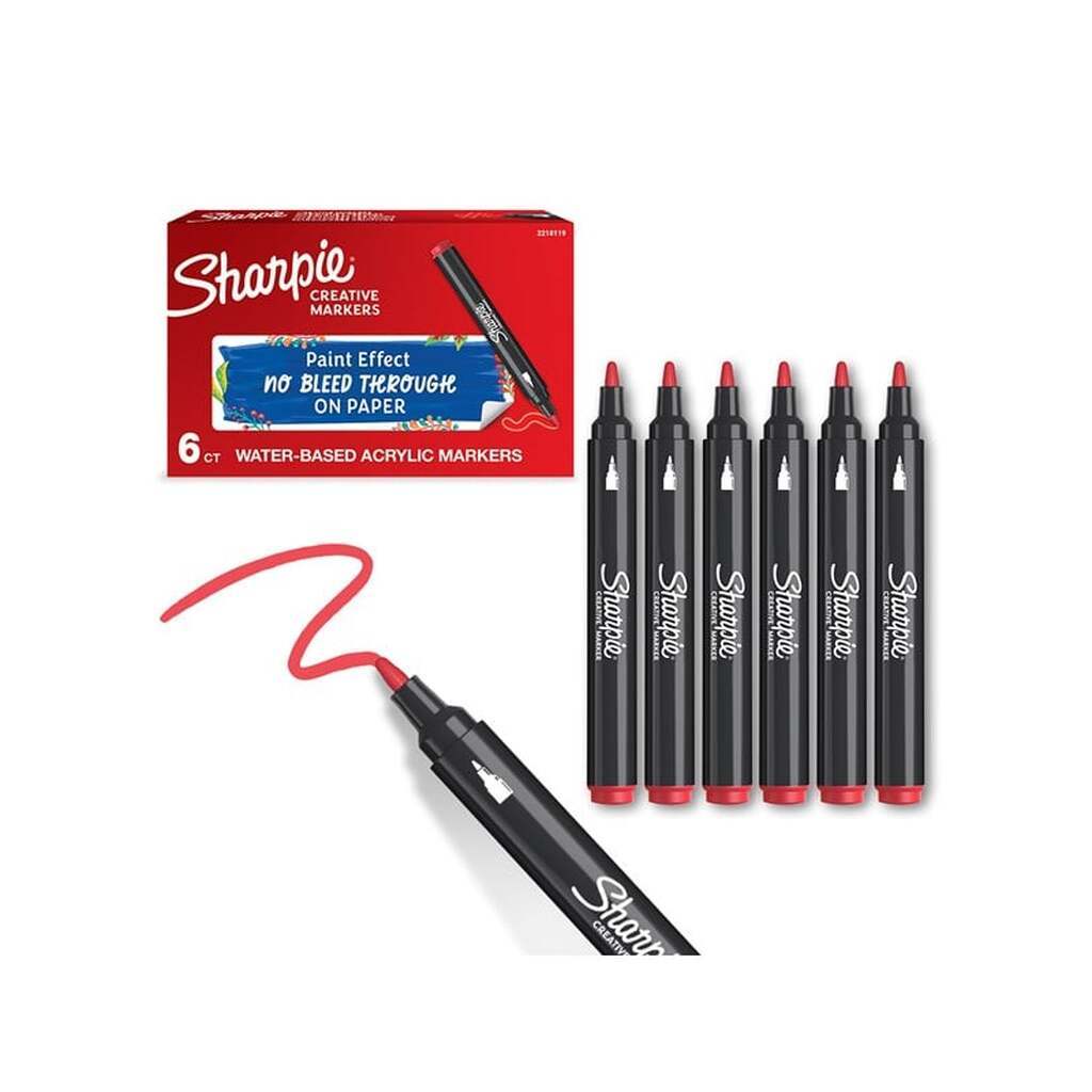 Sharpie Creative Akryl Paint Marker | Bullet spids | Rød | 6 stk