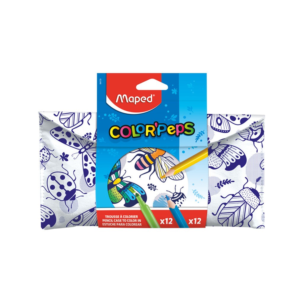 Maped Penalhus med 12 tusser+12 farveblyanter, kan farvelægges