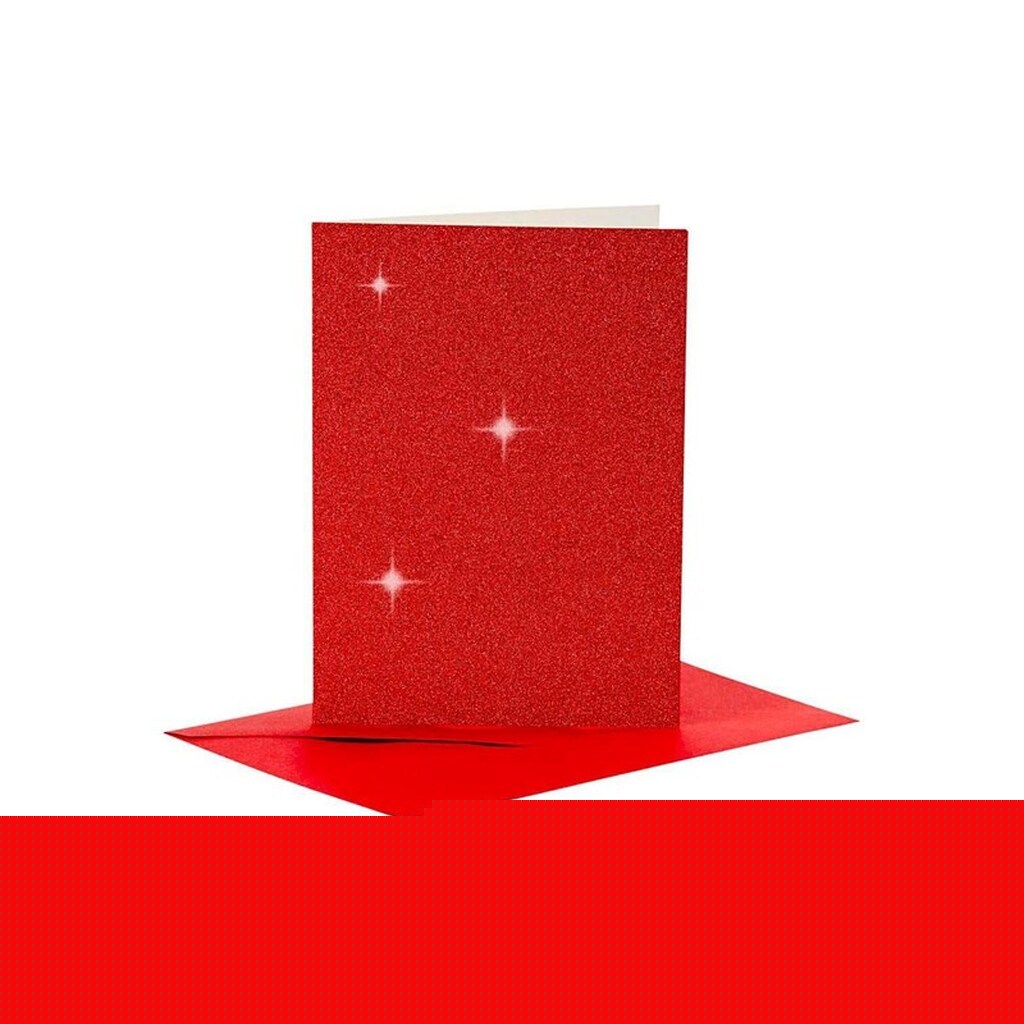 Creativ Company Cards and Envelopes 10.5x15cm Glitter Red - 4 pcs.